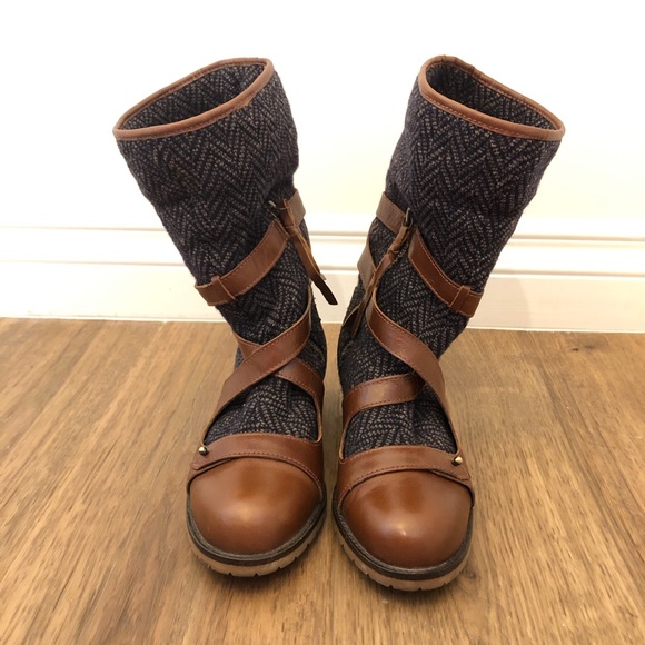Anthropologie brown leather & wool boots, US 6.5 - Picture 2 of 7